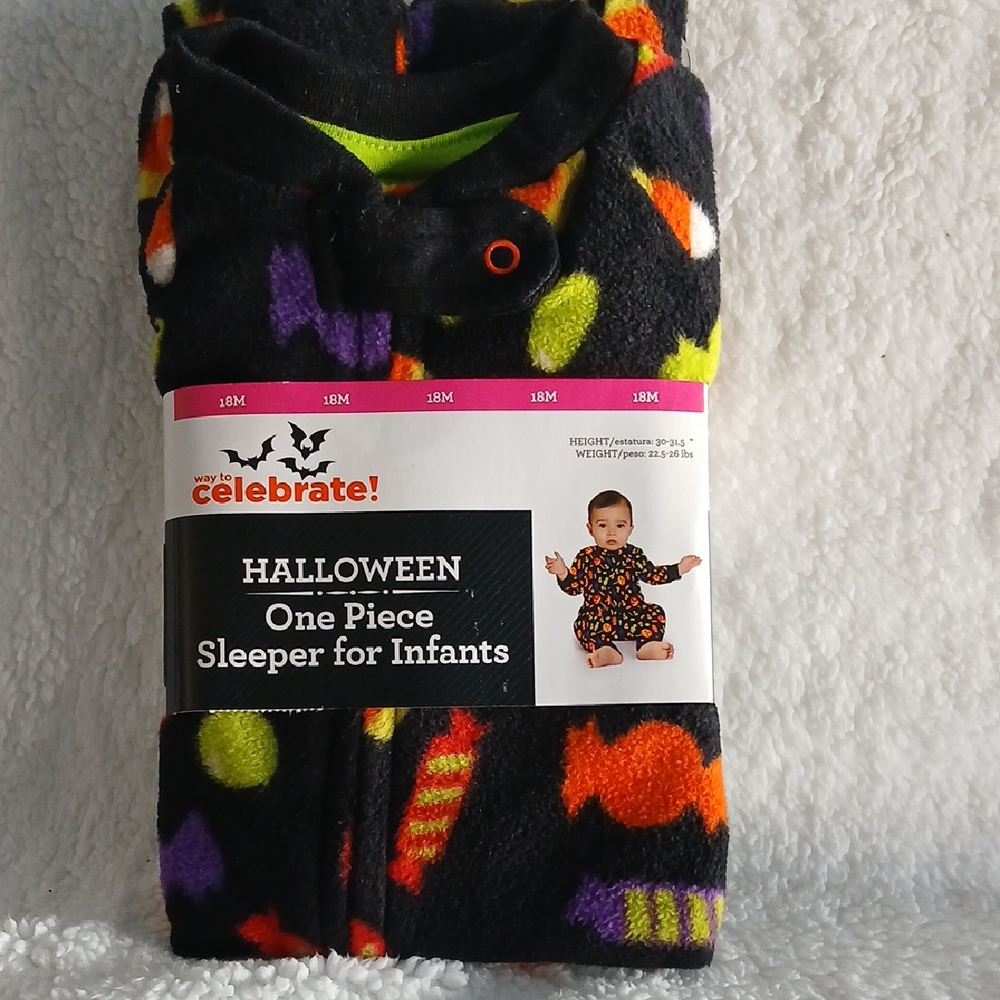Halloween Onepiece  Sleeper for Infants - Black with Multicolor Accents